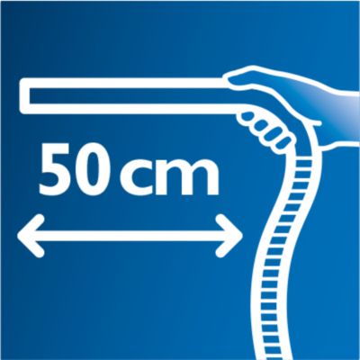 Aizsniedziet visus stūrus, pateicoties īpaši garajam ergonomiskajam rokturim