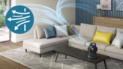 Silný prúd vzduchu na cirkuláciu vzduchu v celej miestnosti