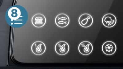 8 prednastavljenih funkcij za lahko peko na žaru