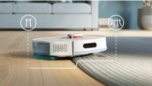 Increases suction power automatically on a carpet