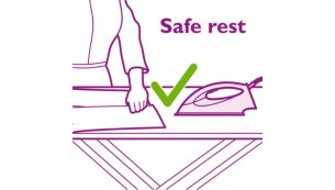Strijkijzer veilig neerzetten dankzij Optimal Temp-technologie