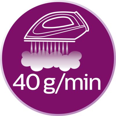 강력하면서도 안정적인 작업을 위한 분당 최대 40g**의 스팀