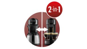 Tecnologia DualBrew per caffè in cialde o americano in un'unica macchina