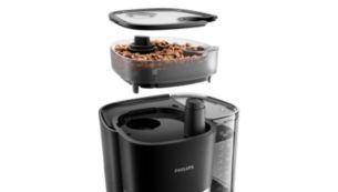 Aftagelig beholder til kaffeb&oslash;nner for nem reng&oslash;ring og genopfyldning