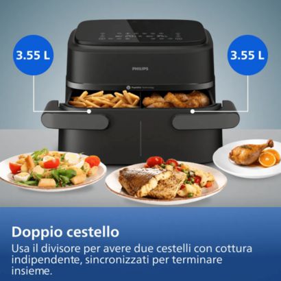 Il nostro airfryer con doppio cestello più compatto