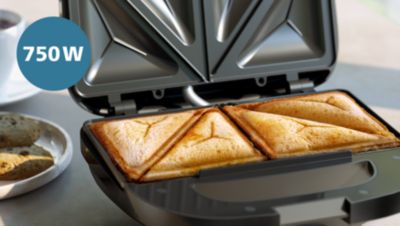 750 W výkon pečie dokonalé sendviče