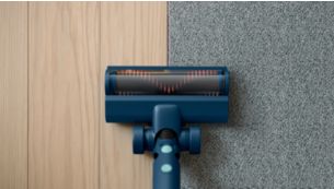 LED de la brosse LED TriActive Multi guidant l'aspiration sur tous les sols
