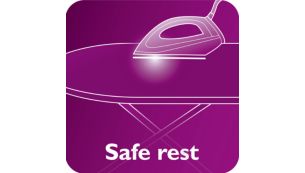 Die hei&szlig;e B&uuml;gelsohle kann sicher auf dem B&uuml;gelbrett abgestellt werden