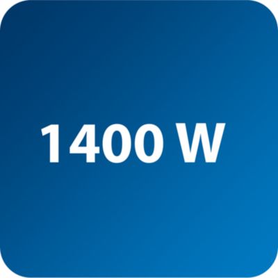 Potência de até 1400 W ativando a saída constante de vapor intenso