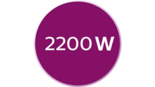 Moc 2200 W zapewnia szybkie nagrzewanie
