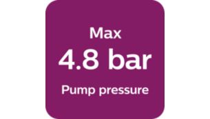 Pressão máxima da bomba de 4,8 bar