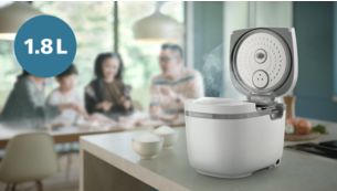 Large 1.8 L capacity makes up to 10 cups of rice