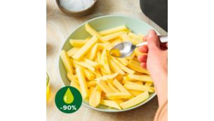 Alimentos fritos com 90% menos gordura*