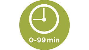 Gebruiksvriendelijke timer, in te stellen op 0 – 99 minuten