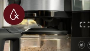 Droppstoppet g&ouml;r att du kan h&auml;lla upp en kopp innan bryggningen &auml;r klar