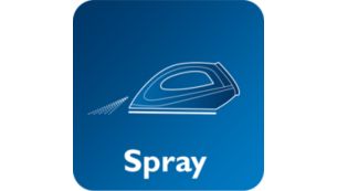 A fine spray evenly moistens the fabric