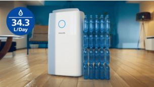 Entfernt bis zu 34,3&nbsp;l pro Tag&nbsp;(1) bzw. 62&nbsp;Flaschen Wasser&nbsp;(2)