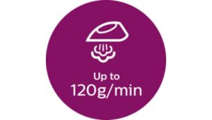 Gleichm&auml;&szlig;iger Dampfaussto&szlig; von bis zu 120&nbsp;g/min