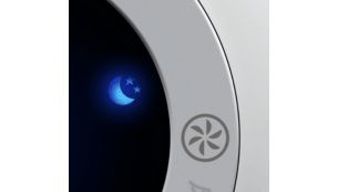 Sleep mode cleans silently with dimmed indicators