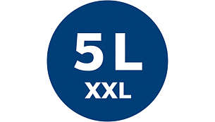 XXL 5 literes kapacitás a kivételes szívóteljesítmény érdekében, megtelt porzsák mellett is