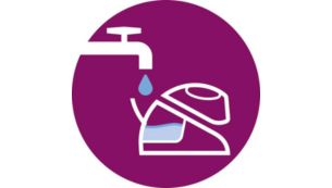 يمكن استخدام مياه الحنفية وإعادة التعبئة في أي وقت أثناء الكيّ