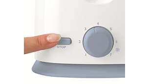 El botón de interrupción permite cancelar el tostado en cualquier momento