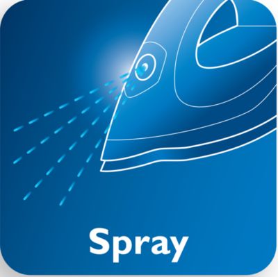 Um delicado spray umedece o tecido por igual