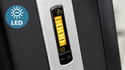 Monitor LED para obter informações sobre temperatura, volume e frescura