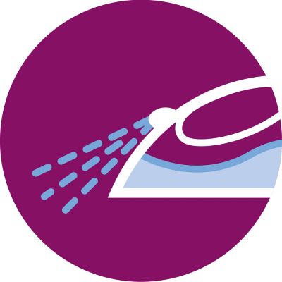 A fine spray evenly moistens the fabric