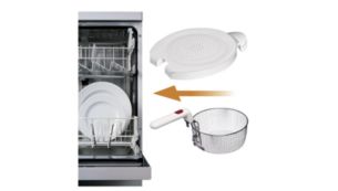 The frying basket and detachable lid are dishwashable