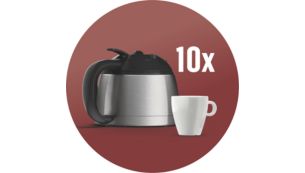Roestvrijstalen thermische kan voor 10 kopjes filterkoffie