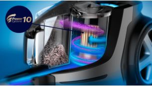 PowerCyclone 10 offre la massima potenza di aspirazione pi&ugrave; a lungo