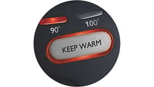 Функция Keep warm поддерживает заданную температуру воды
