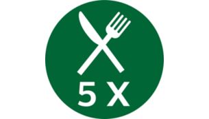 Fino a 5 porzioni alla volta