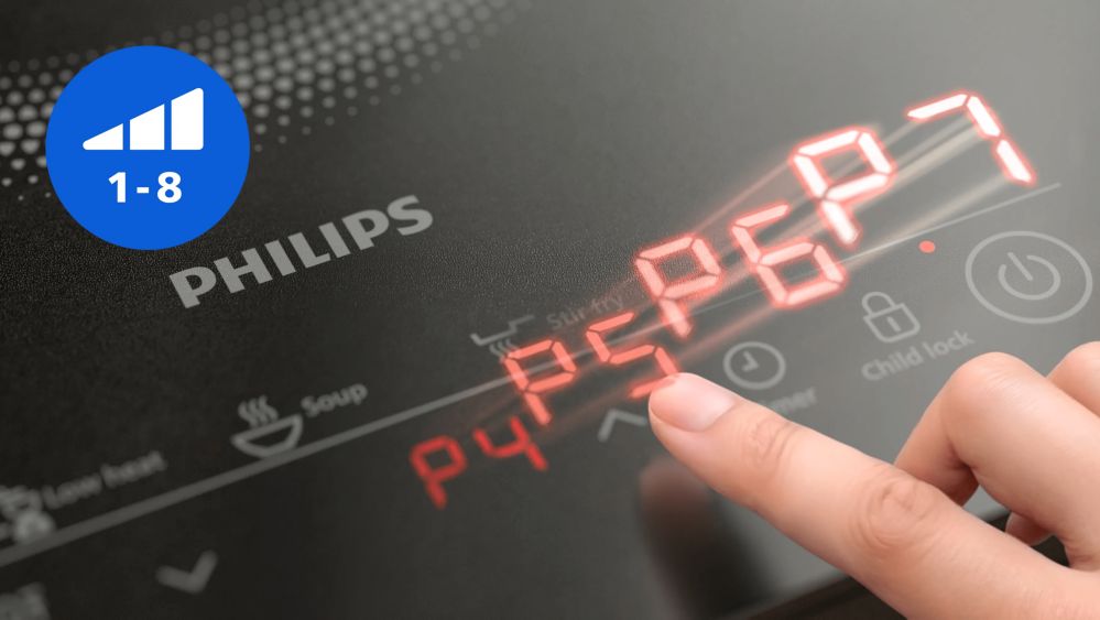 Precision control with 8 heating levels
