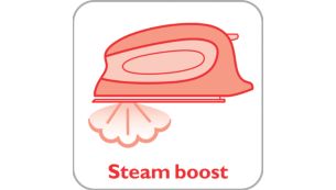 Steam boost helps to easily remove stubborn creases