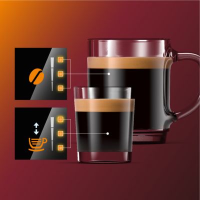 Ajuste a intensidade do aroma e a quantidade através da funcionalidade My Coffee Choice