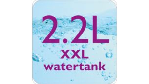 Groot zichtbaar waterreservoir van 2,2 liter