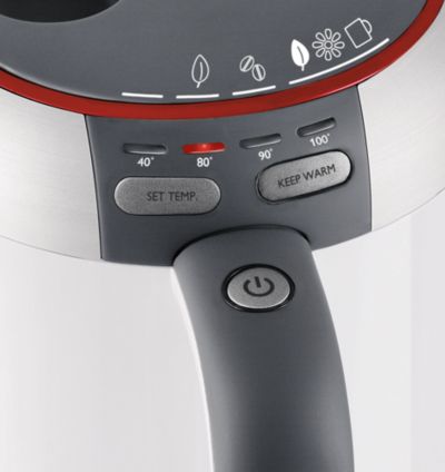 Digital temperature settings for 40, 80, 90 and 100°C