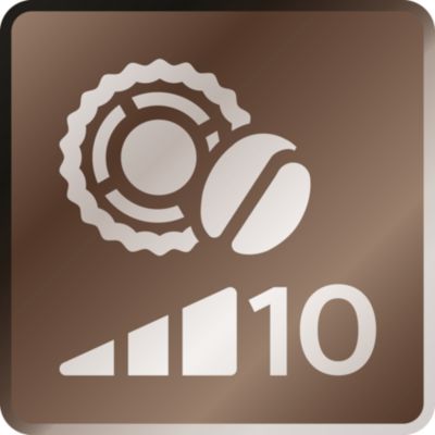 Regulējiet daudzumu, 5 aromāta stipruma un 10 dzirnaviņu iestatījumus