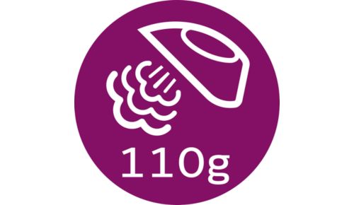 Stoomstoot tot 110 g verwijdert moeiteloos de hardnekkigste kreuken