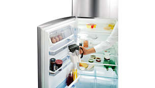 Praktisk oppbevaring i kjøleskapsdøren