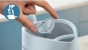 Het antikalkfilter zorgt voor schoon water in uw kopje