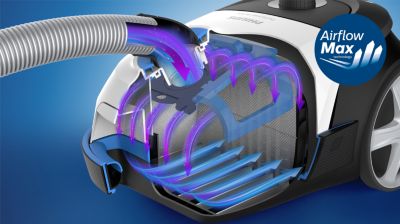 Revolucionāra AirflowMax tehnoloģija lielai sūkšanas jaudai