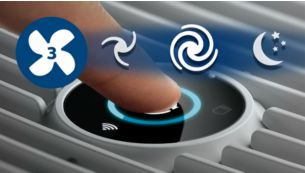 Automatischer Modus und drei manuelle Geschwindigkeitsstufen: Mittel, Turbo, Ruhemodus