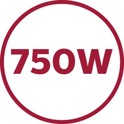 Motor de 750 W para um desempenho excelente