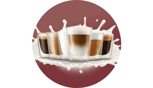 Geniet van 4 soorten koffie met melk met één druk op de knop