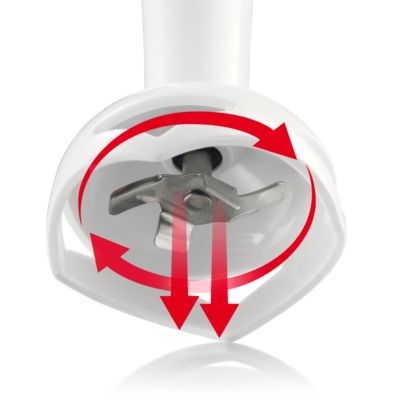 Double action blade that cuts all ingredients