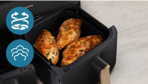 F&uuml;r gleichm&auml;&szlig;ig gegarte Speisen ohne verbrannte Stellen