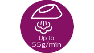 De stoomproductie van 55 g/min. duwt tot wel 20% meer stoom door de stof*